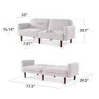 Best Choice Products Curved Convertible Futon, Boucle Fabric Split-Back Sleeper Bed