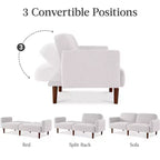 Best Choice Products Curved Convertible Futon, Boucle Fabric Split-Back Sleeper Bed