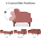 Best Choice Products Curved Convertible Futon, Boucle Fabric Split-Back Sleeper Bed