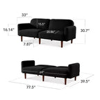 Best Choice Products Curved Convertible Futon, Boucle Fabric Split-Back Sleeper Bed
