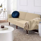 Best Choice Products Curved Convertible Futon, Boucle Fabric Split-Back Sleeper Bed