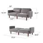 Best Choice Products Curved Convertible Futon, Boucle Fabric Split-Back Sleeper Bed