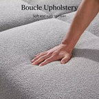 Best Choice Products Curved Convertible Futon, Boucle Fabric Split-Back Sleeper Bed