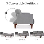 Best Choice Products Curved Convertible Futon, Boucle Fabric Split-Back Sleeper Bed