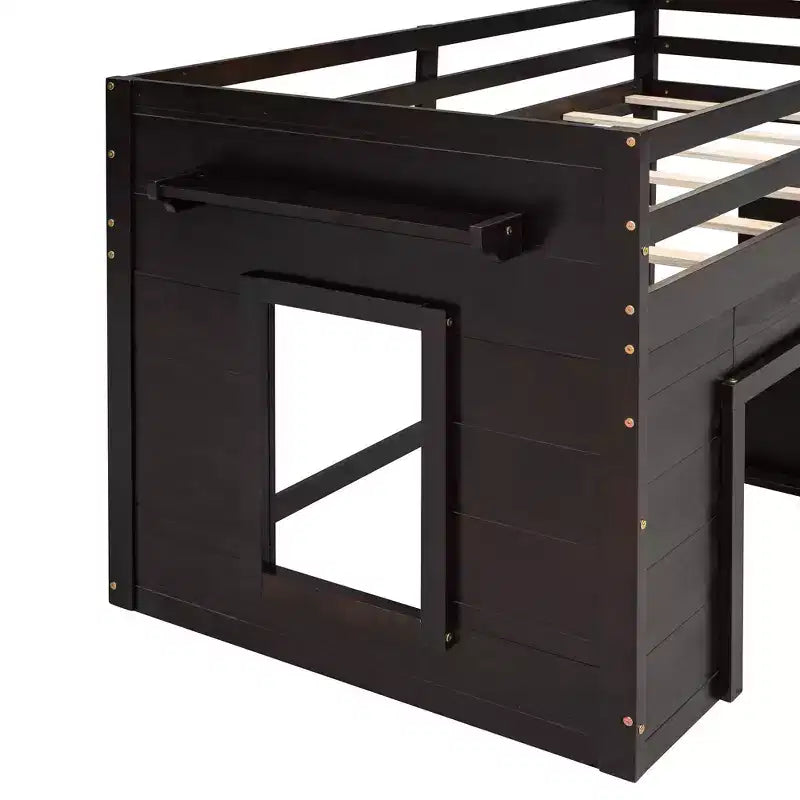 Whisen 77.4L x 40.5W Modern Design Twin Size Loft Bed with Cabinet and Shelf, Designed for your safety