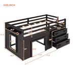 Whisen 77.4L x 40.5W Modern Design Twin Size Loft Bed with Cabinet and Shelf, Designed for your safety
