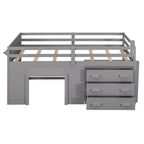 Whisen 77.4L x 40.5W Modern Design Twin Size Loft Bed with Cabinet and Shelf, Designed for your safety