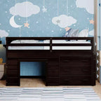 Whisen 77.4L x 40.5W Modern Design Twin Size Loft Bed with Cabinet and Shelf, Designed for your safety