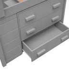 Whisen 77.4L x 40.5W Modern Design Twin Size Loft Bed with Cabinet and Shelf, Designed for your safety