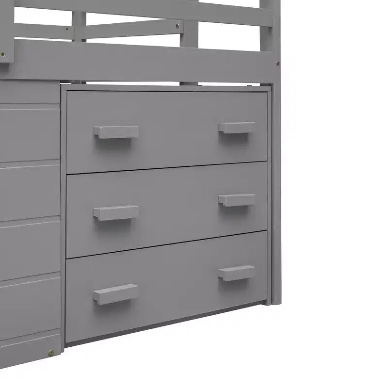 Whisen 77.4L x 40.5W Modern Design Twin Size Loft Bed with Cabinet and Shelf, Designed for your safety