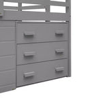 Whisen 77.4L x 40.5W Modern Design Twin Size Loft Bed with Cabinet and Shelf, Designed for your safety