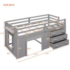 Whisen 77.4L x 40.5W Modern Design Twin Size Loft Bed with Cabinet and Shelf, Designed for your safety