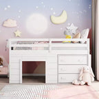 Whisen 77.4L x 40.5W Modern Design Twin Size Loft Bed with Cabinet and Shelf, Designed for your safety
