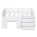 Whisen 77.4L x 40.5W Modern Design Twin Size Loft Bed with Cabinet and Shelf, Designed for your safety