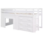 Whisen 77.4L x 40.5W Modern Design Twin Size Loft Bed with Cabinet and Shelf, Designed for your safety