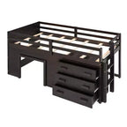 Whisen 77.4L x 40.5W Modern Design Twin Size Loft Bed with Cabinet and Shelf, Designed for your safety