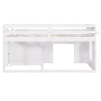 Whisen 77.4L x 40.5W Modern Design Twin Size Loft Bed with Cabinet and Shelf, Designed for your safety
