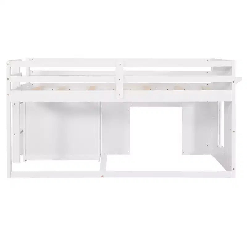 Whisen 77.4L x 40.5W Modern Design Twin Size Loft Bed with Cabinet and Shelf, Designed for your safety