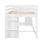 Whisen 77.4L x 40.5W Modern Design Twin Size Loft Bed with Cabinet and Shelf, Designed for your safety