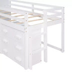 Whisen 77.4L x 40.5W Modern Design Twin Size Loft Bed with Cabinet and Shelf, Designed for your safety