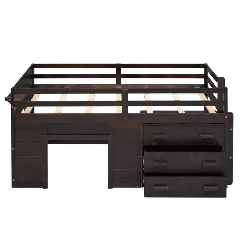 Whisen 77.4L x 40.5W Modern Design Twin Size Loft Bed with Cabinet and Shelf, Designed for your safety