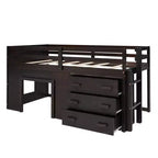 Whisen 77.4L x 40.5W Modern Design Twin Size Loft Bed with Cabinet and Shelf, Designed for your safety