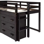 Whisen 77.4L x 40.5W Modern Design Twin Size Loft Bed with Cabinet and Shelf, Designed for your safety