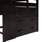 Whisen 77.4L x 40.5W Modern Design Twin Size Loft Bed with Cabinet and Shelf, Designed for your safety