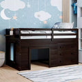 Whisen 77.4L x 40.5W Modern Design Twin Size Loft Bed with Cabinet and Shelf, Designed for your safety