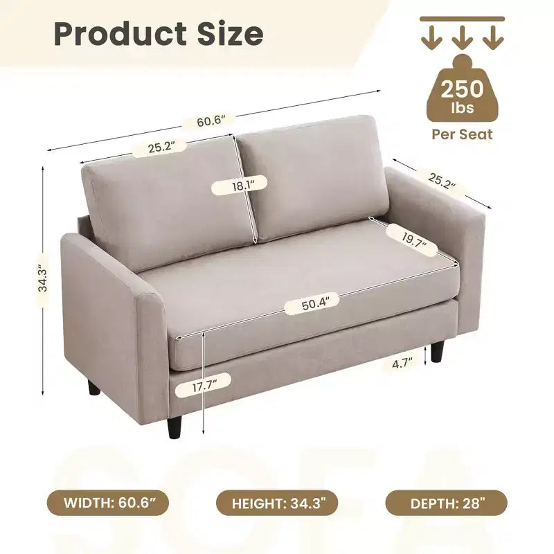 Hyleory Cozy Comfort Loveseat for Living Room, Small Space, Office, Apartment, Breathable Soft Fabric Sofa