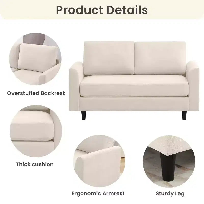 Hyleory Cozy Comfort Loveseat for Living Room, Small Space, Office, Apartment, Breathable Soft Fabric Sofa