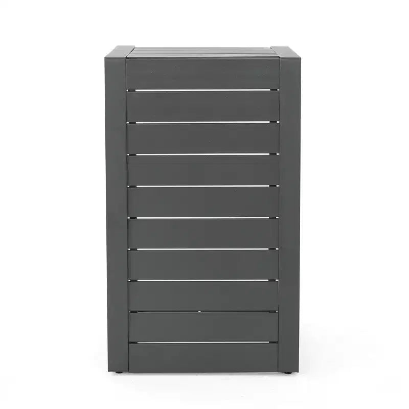 MAYEERTY Tavolino laterale moderno alla moda in alluminio con contenitore, grigio