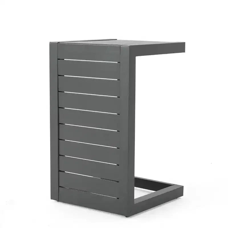 MAYEERTY Tavolino laterale moderno alla moda in alluminio con contenitore, grigio