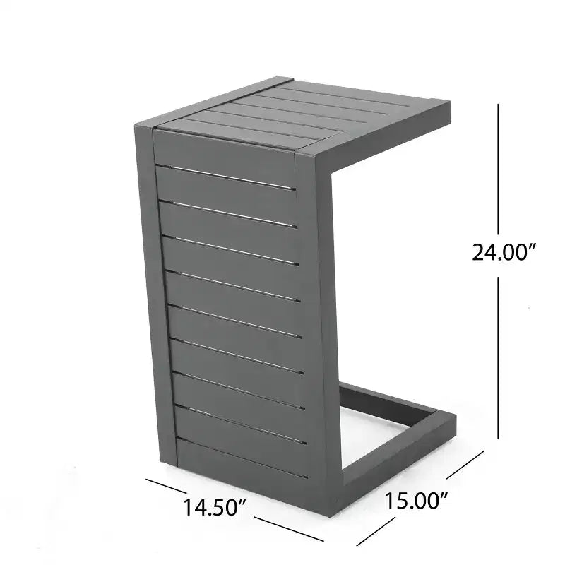 MAYEERTY Tavolino laterale moderno alla moda in alluminio con contenitore, grigio