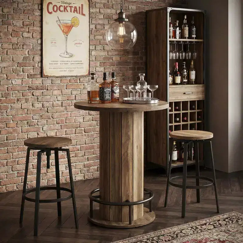MAYEERTY 31 Round Bistro Pub Table with Footrest, Counter Height Dining Coffee Cocktail Table (Table Only)