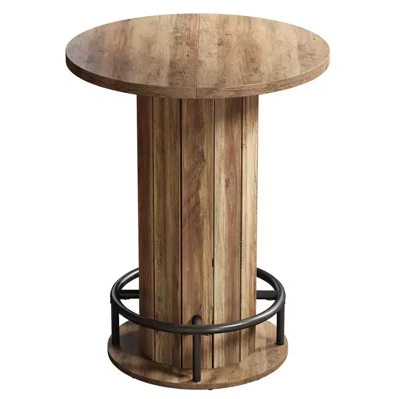MAYEERTY 31 Round Bistro Pub Table with Footrest, Counter Height Dining Coffee Cocktail Table (Table Only)