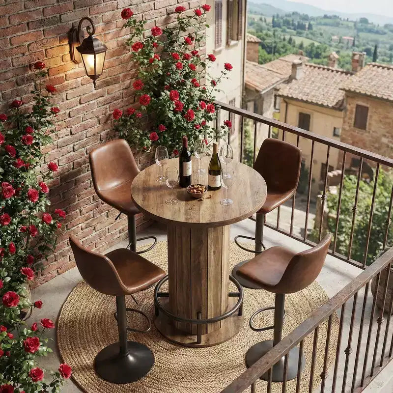 MAYEERTY 31 Round Bistro Pub Table with Footrest, Counter Height Dining Coffee Cocktail Table (Table Only)