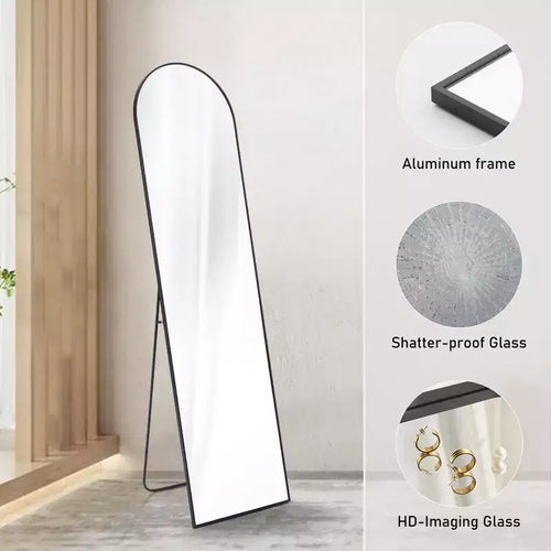 Arched Black Frame Minimalist Full-Length Mirror