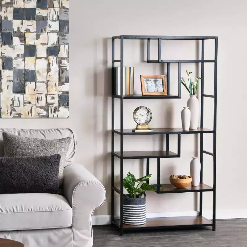 Household Essentials Jamestown Tall 6 Shelf Open Storage Bookshelf
