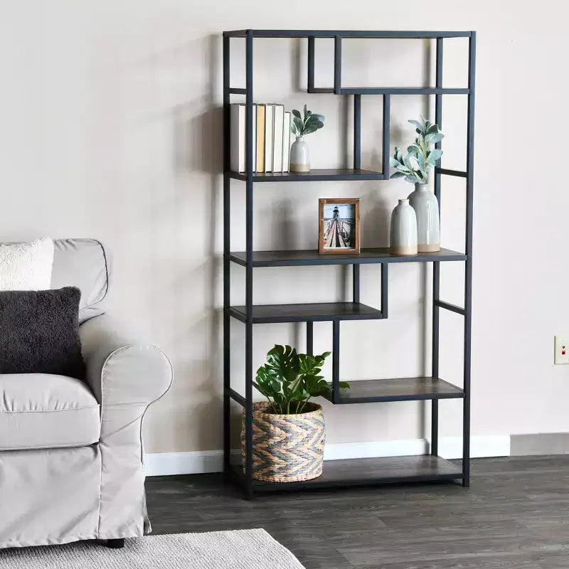 Household Essentials Jamestown Tall 6 Shelf Open Storage Bookshelf