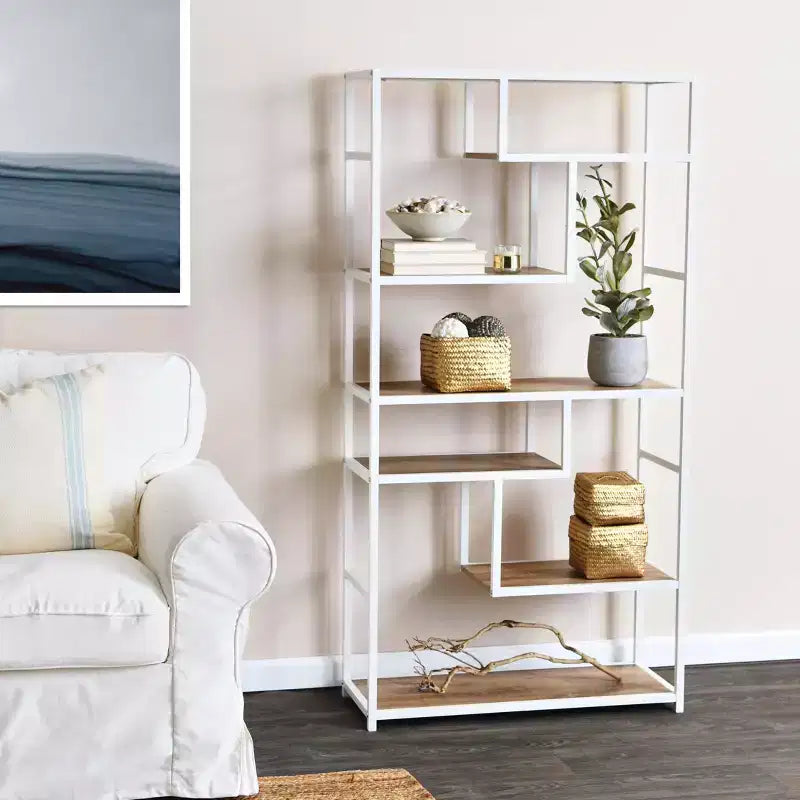 Household Essentials Jamestown Tall 6 Shelf Open Storage Bookshelf
