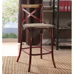Metal and Wood Bar Chair with X-Shape Backrest