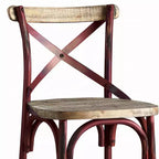 Metal and Wood Bar Chair with X-Shape Backrest