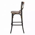 Metal and Wood Bar Chair with X-Shape Backrest