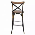 Metal and Wood Bar Chair with X-Shape Backrest