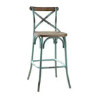 Metal and Wood Bar Chair with X-Shape Backrest