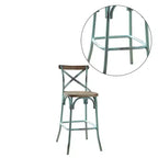 Metal and Wood Bar Chair with X-Shape Backrest