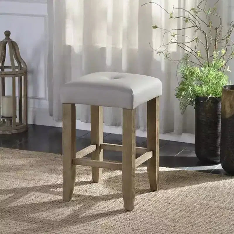 Simple Relax Set of 2 Square Counter Stools in Gray and Oak