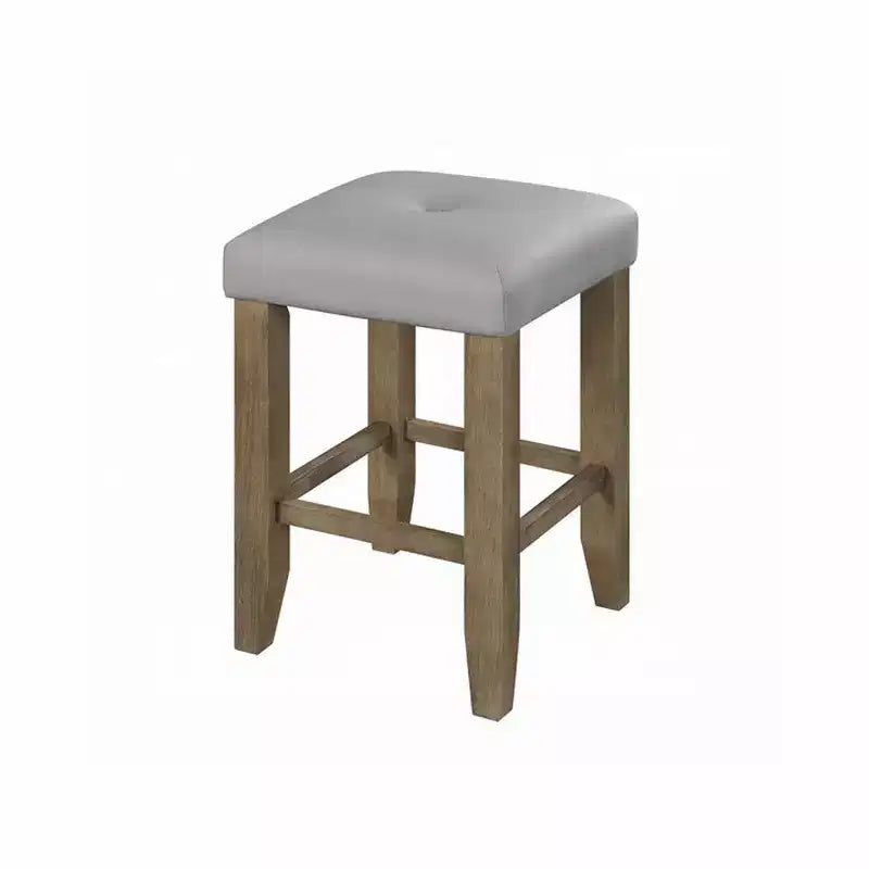 Simple Relax Set of 2 Square Counter Stools in Gray and Oak