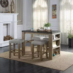 Simple Relax Set of 2 Square Counter Stools in Gray and Oak